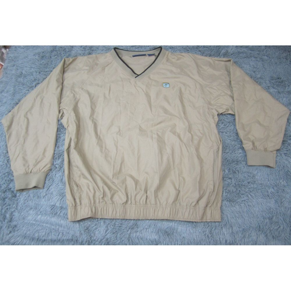 BASS Jacket Mens 2XL XXL‎ Yellow Windbreaker Pullover V-Neck Polyester